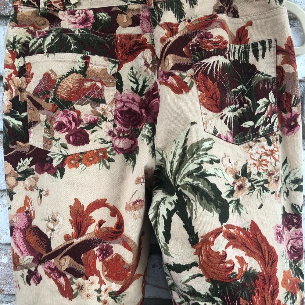 Etcetera Beige Floral Velvet Boot Cut Pants - Picture 5 of 8